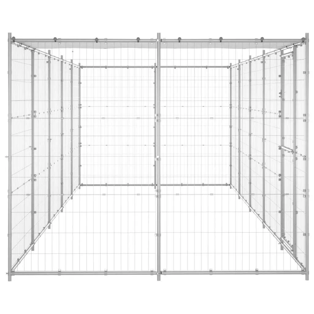 Outdoor Dog Kennel Galvanised Steel with Roof 12.1 m²