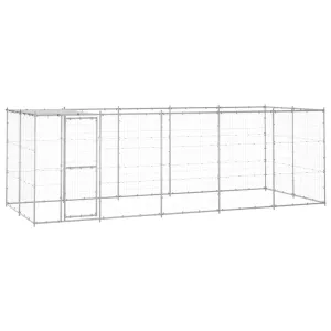 Outdoor Dog Kennel Galvanised Steel with Roof 12.1 m²