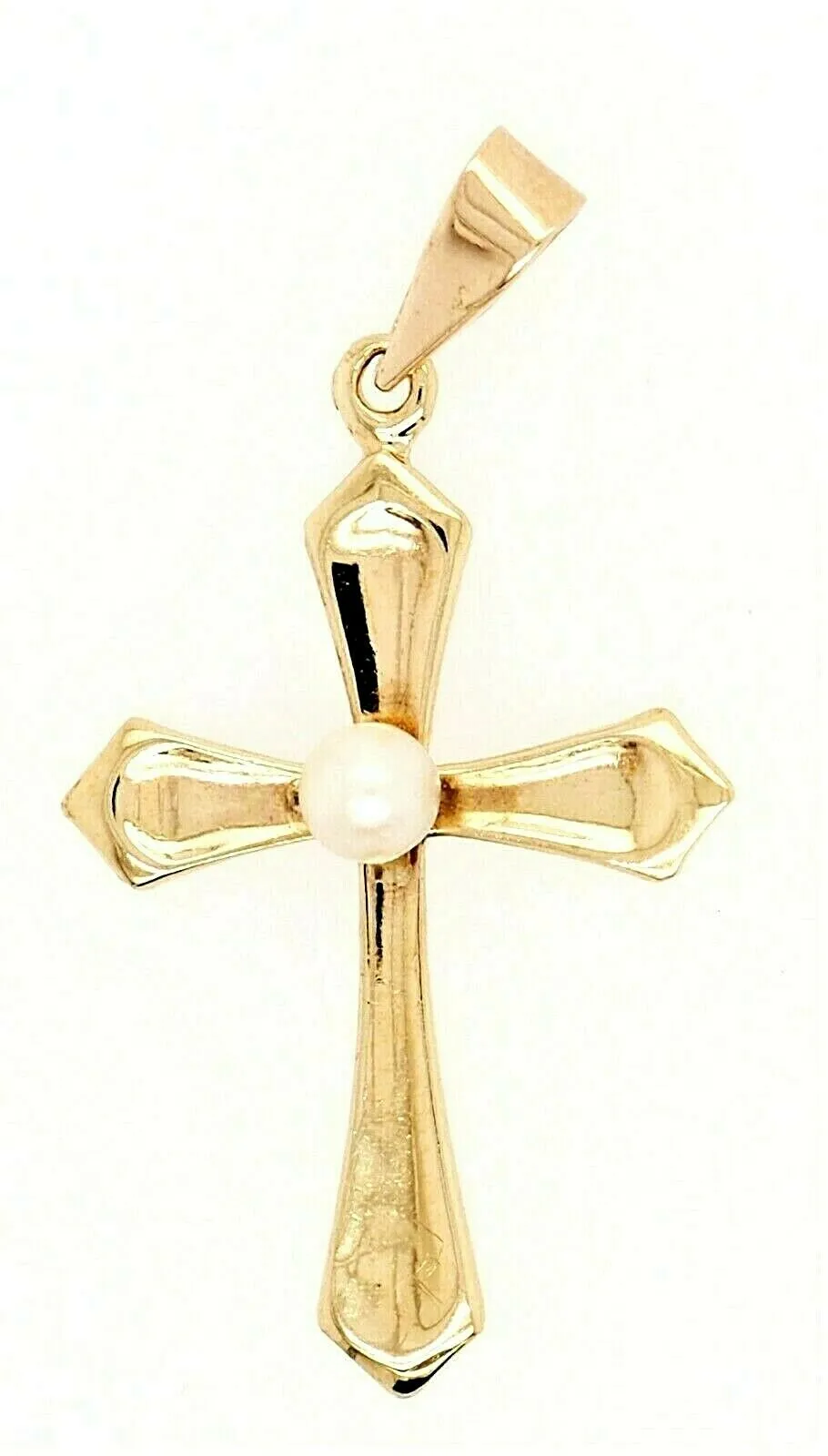 Pearl & 9ct Yellow Gold Cross Pendant Fine Religious Jewellery