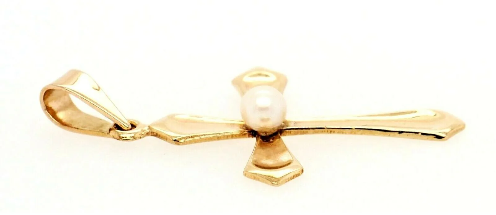 Pearl & 9ct Yellow Gold Cross Pendant Fine Religious Jewellery