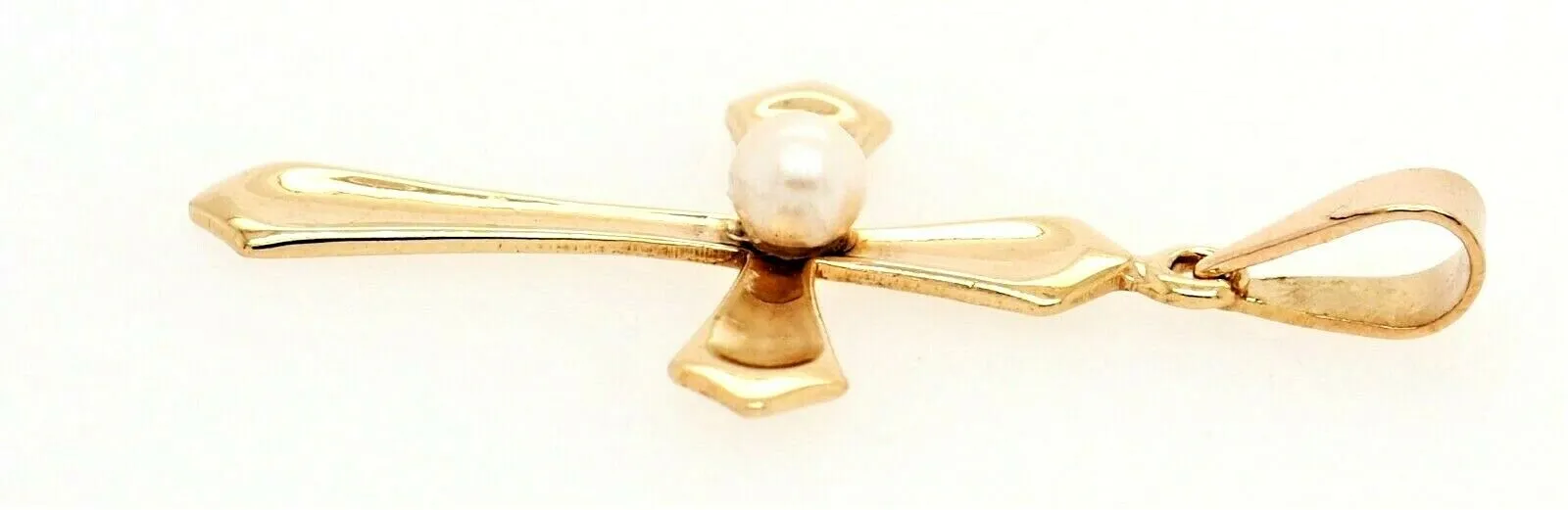 Pearl & 9ct Yellow Gold Cross Pendant Fine Religious Jewellery