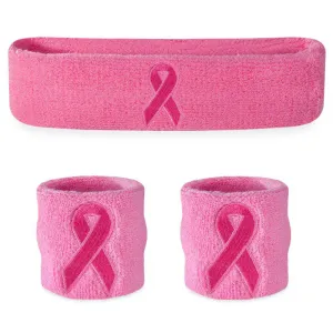 Pink Ribbon Sweatband Set