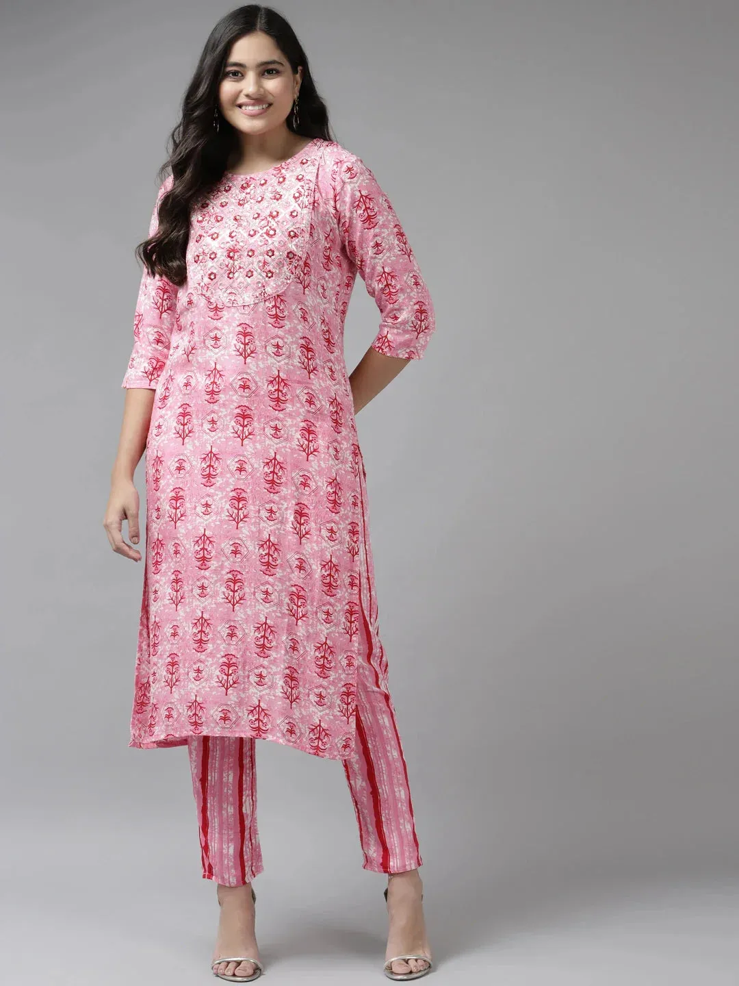 Pink Sequinned Kurta Set