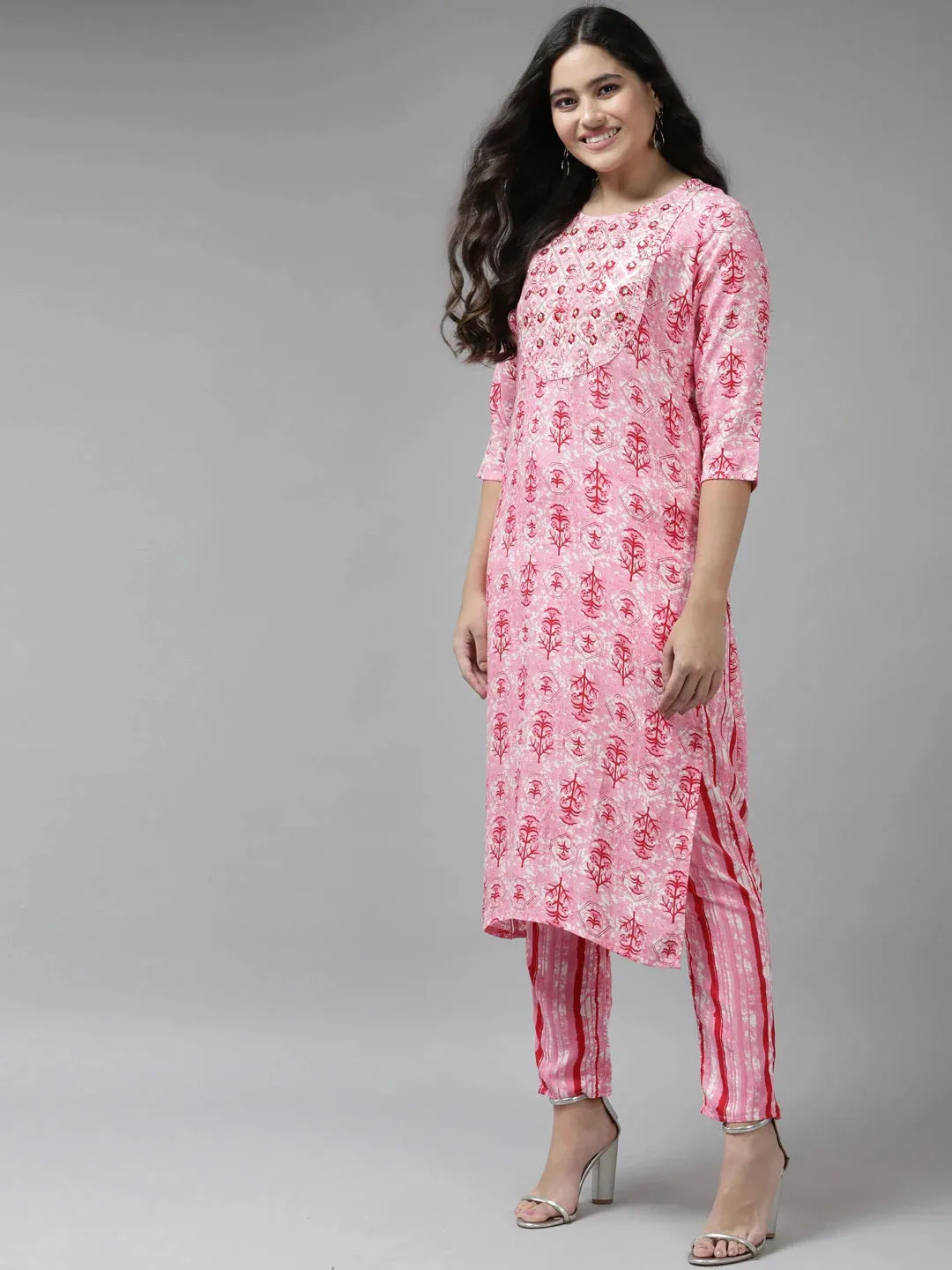 Pink Sequinned Kurta Set