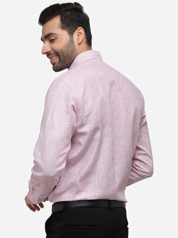 Pink Striped Regular Fit Formal Shirt | JadeBlue