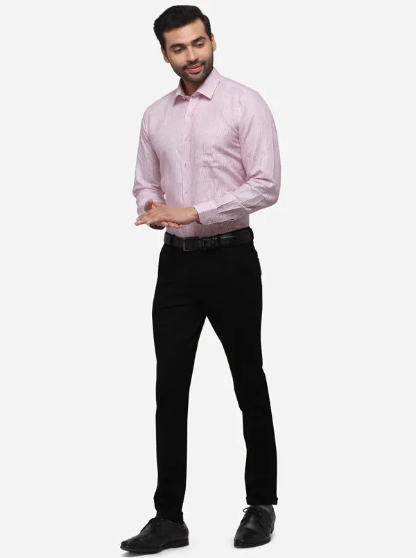 Pink Striped Regular Fit Formal Shirt | JadeBlue