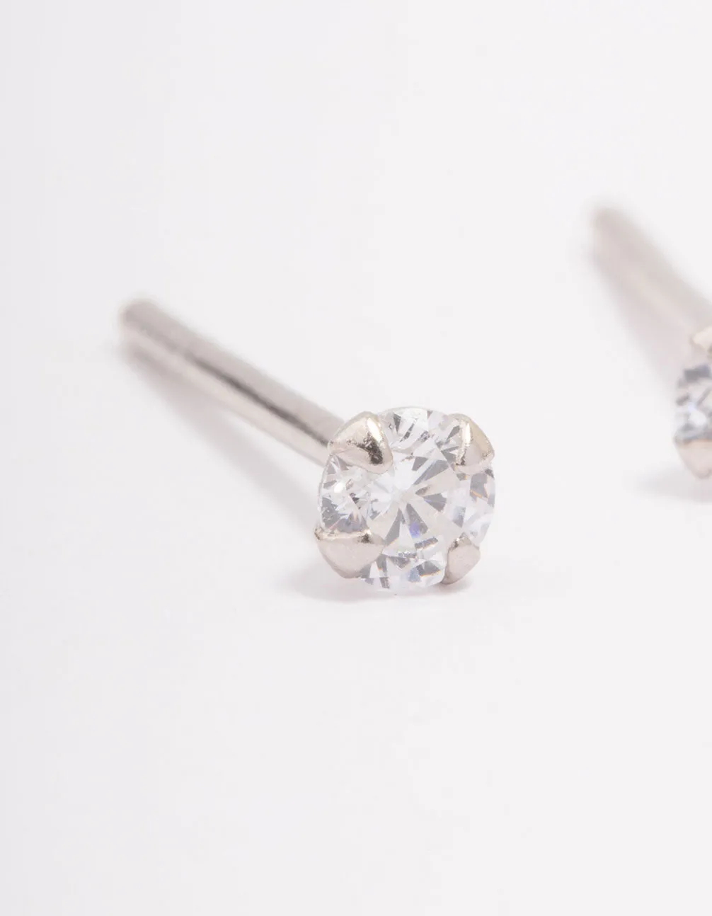 Platinum Sterling Silver Baby Cubic Zirconia Stud Earrings