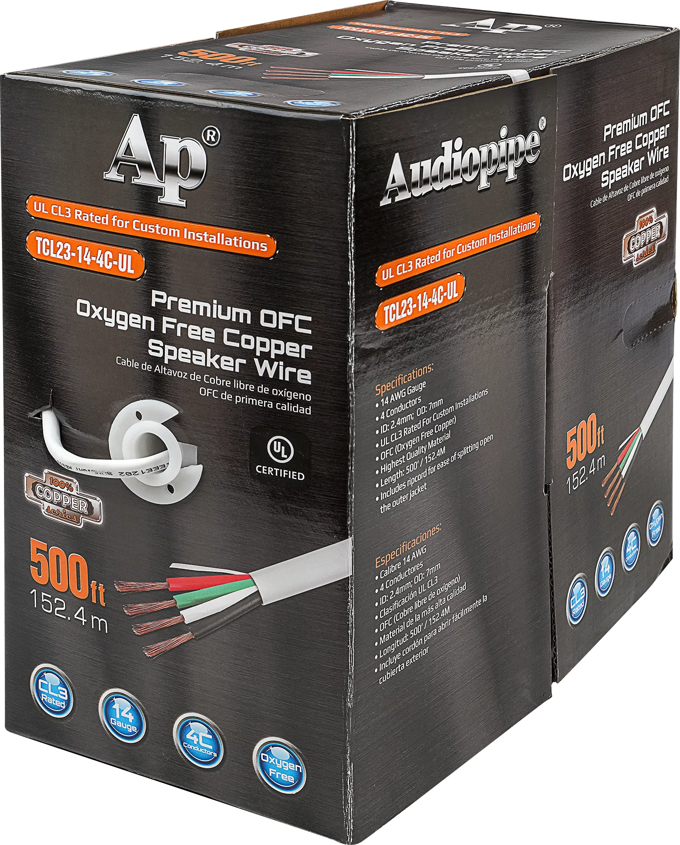 Premium 14 Gauge Oxygen Free Copper Speaker Wire (TCL23-14-4C-UL)