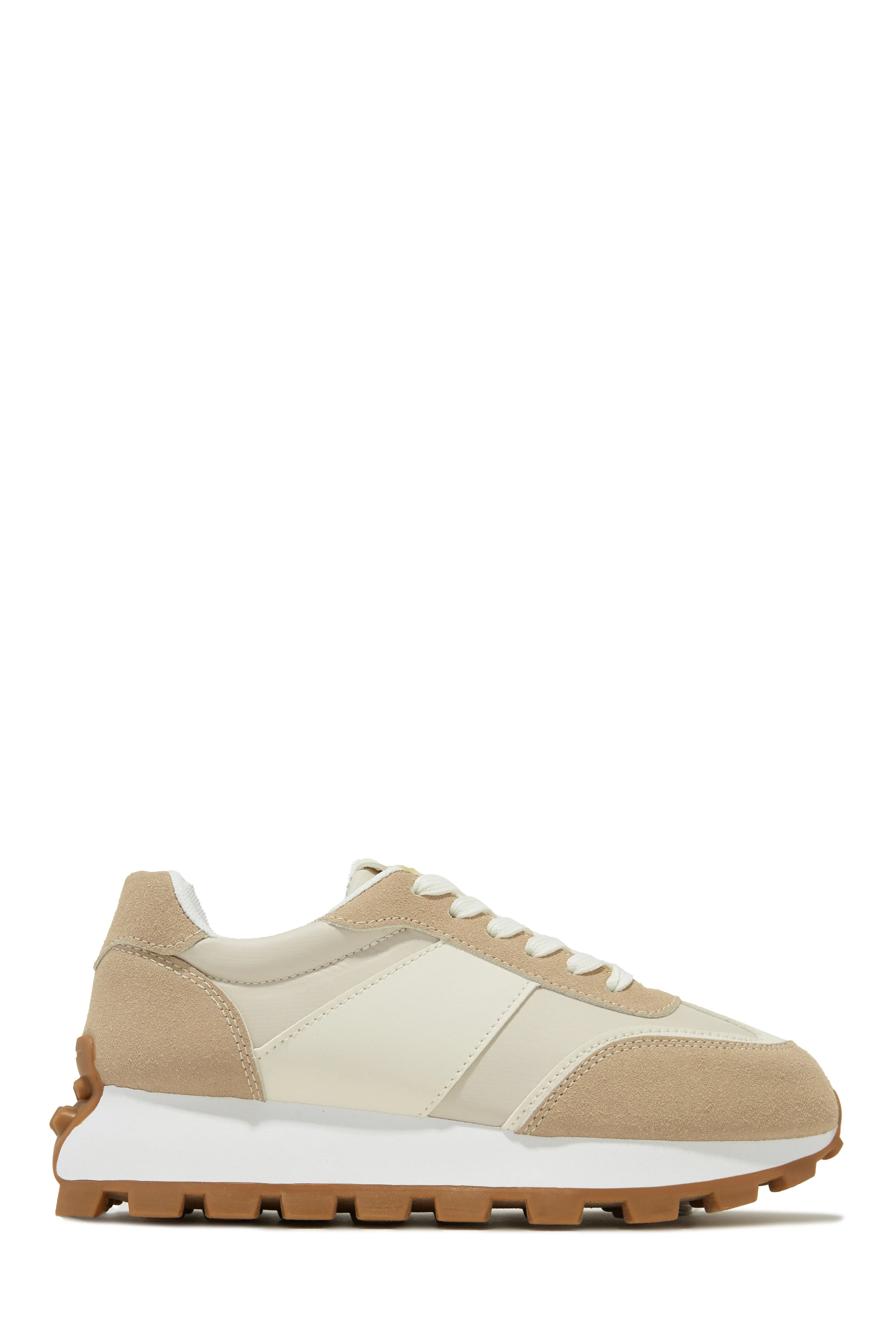 Set Goals Lace Up Sneakers - Beige