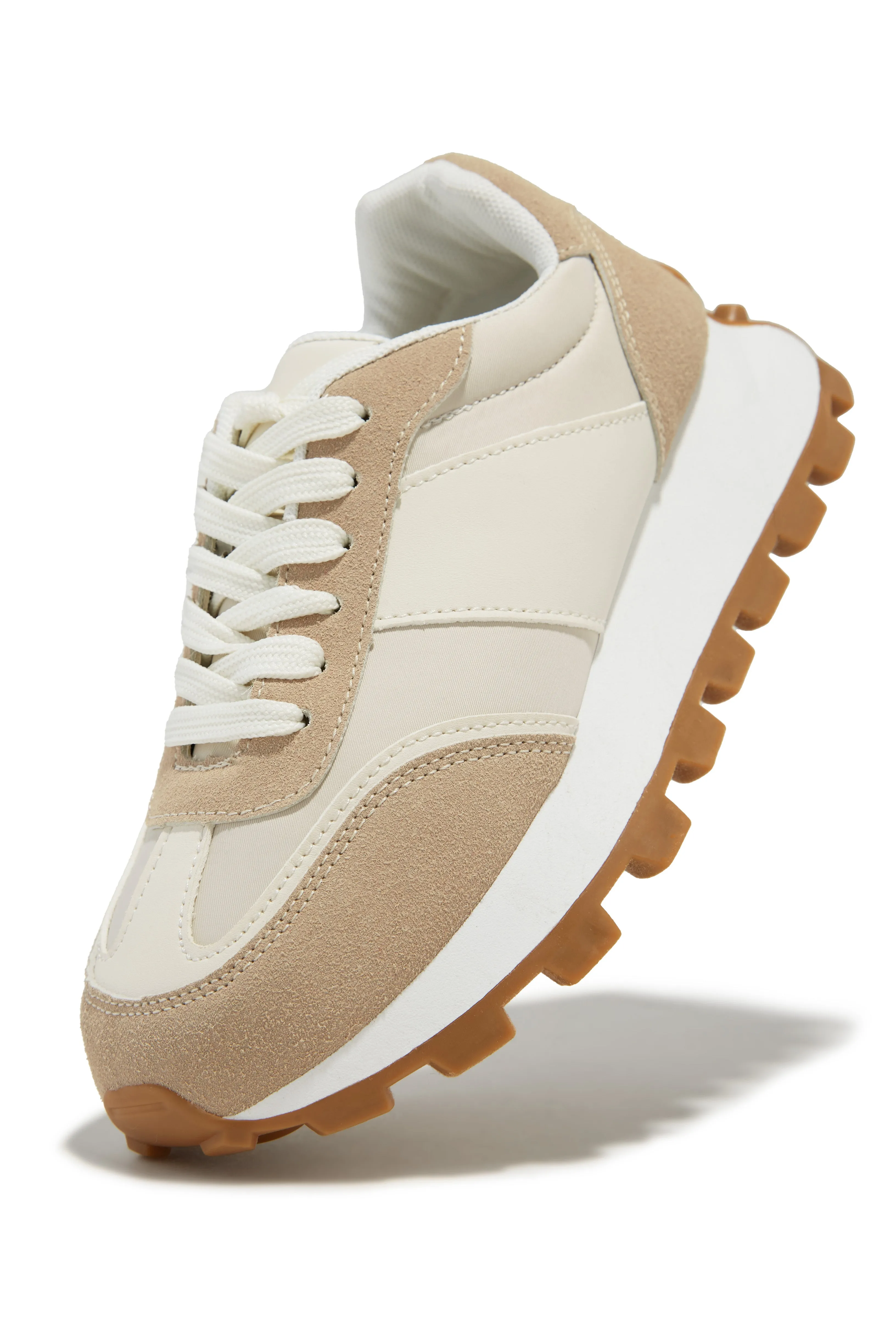 Set Goals Lace Up Sneakers - Beige