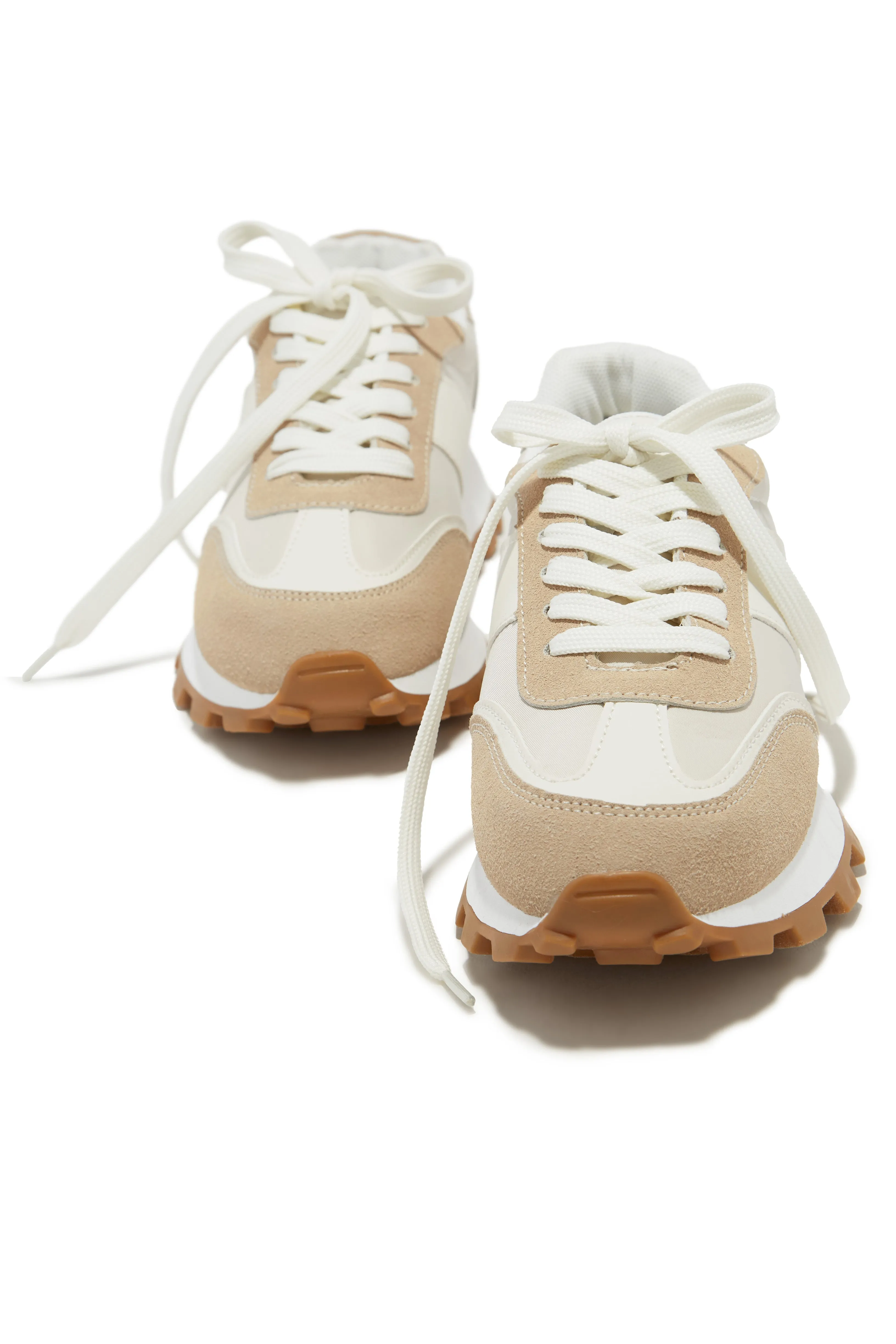 Set Goals Lace Up Sneakers - Beige