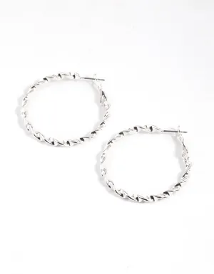 Silver Classic Twisted Hoop Earrings