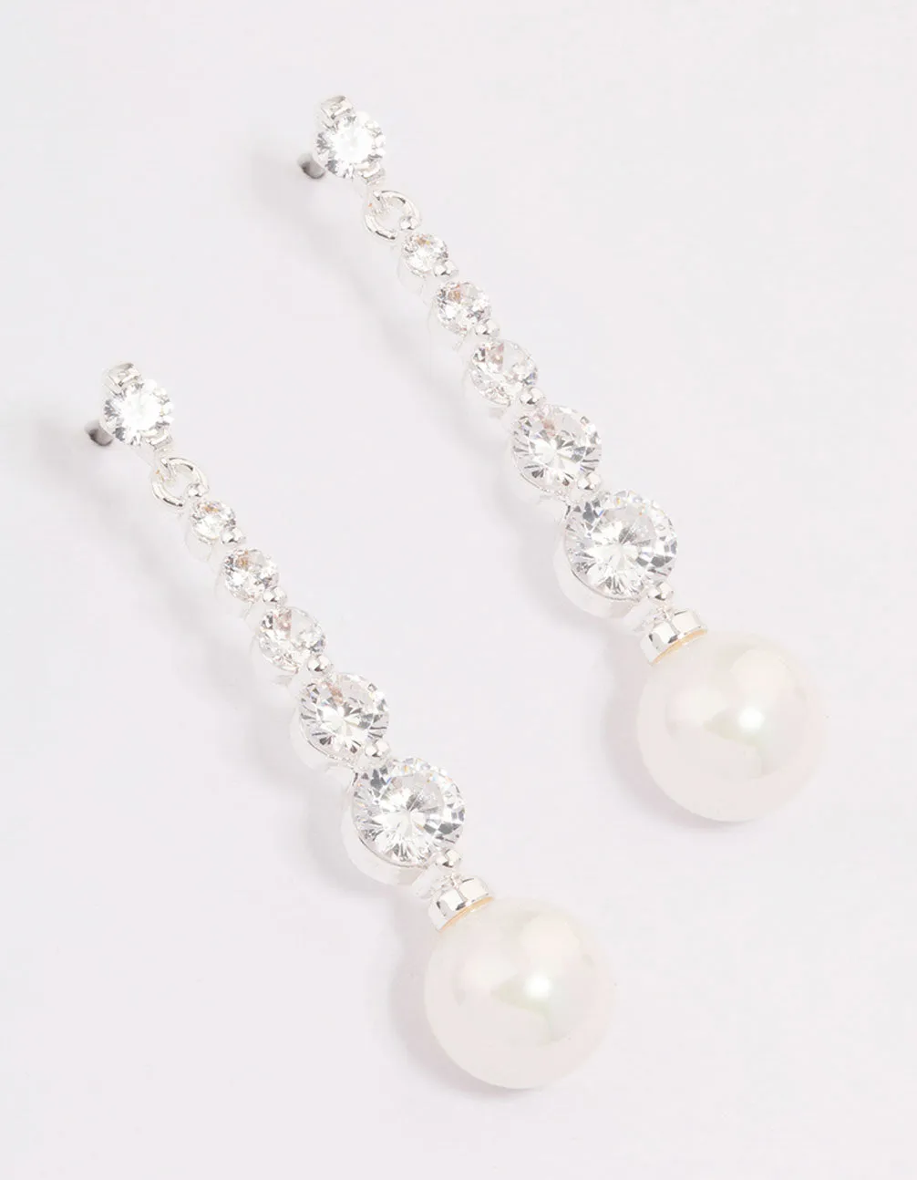 Silver Cubic Zirconia Pearl Drop Earrings