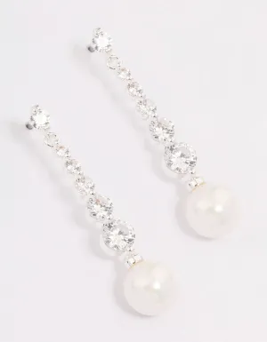 Silver Cubic Zirconia Pearl Drop Earrings