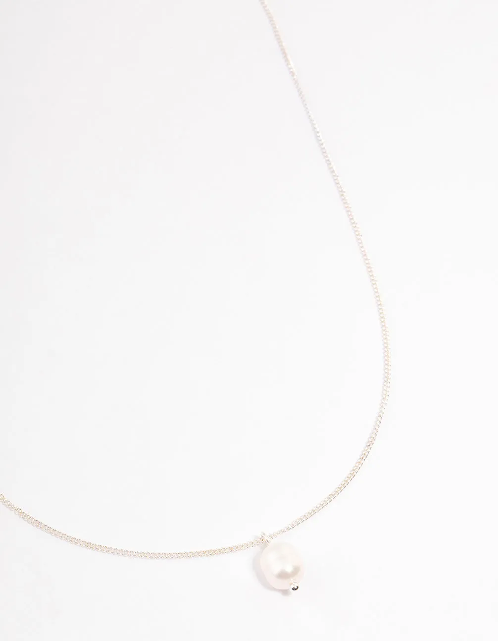 Silver Freshwater Pearl Drop Necklace