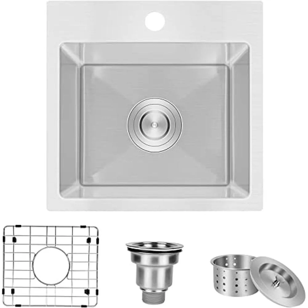 Simple Deluxe 15-Inch Top-Mount Workstation Kitchen Sink