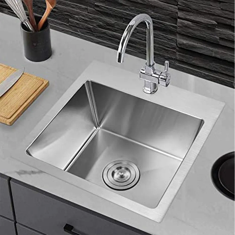 Simple Deluxe 15-Inch Top-Mount Workstation Kitchen Sink