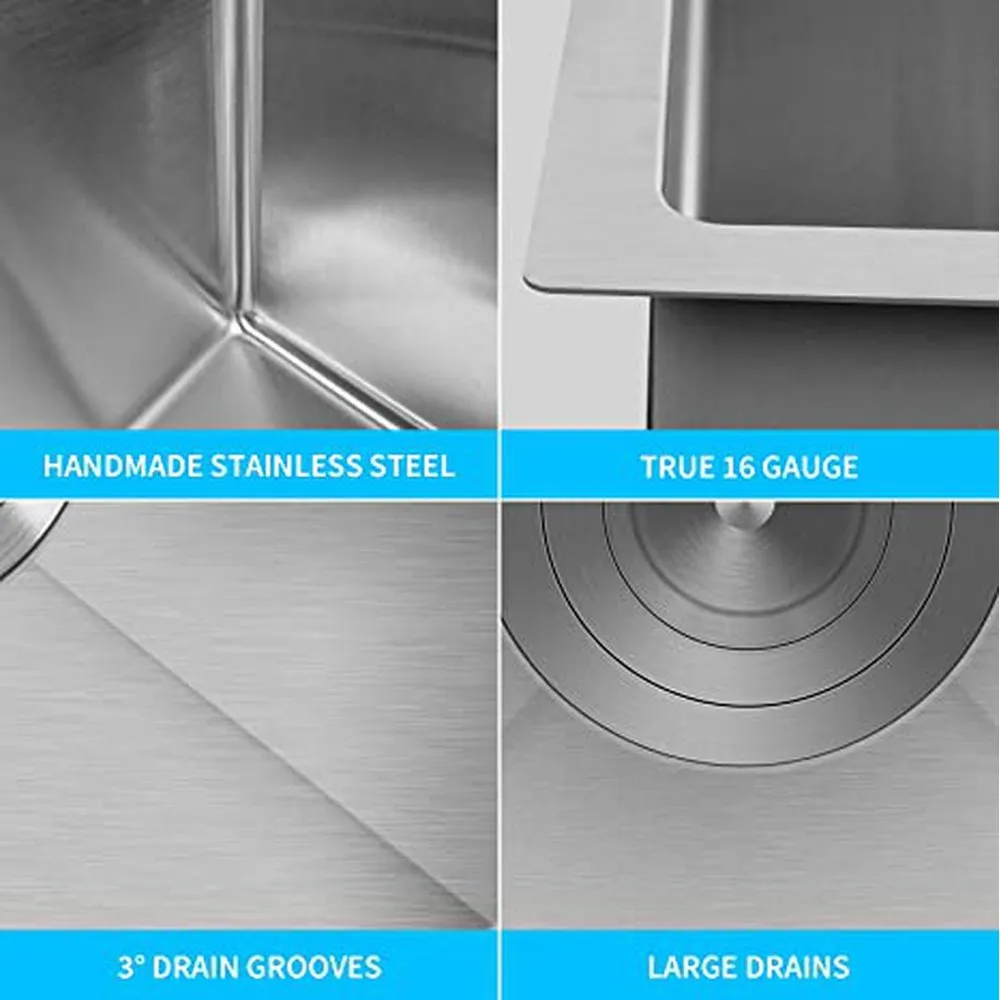 Simple Deluxe 15-Inch Top-Mount Workstation Kitchen Sink