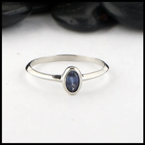 Simple Oval Sapphire Ring in White Gold