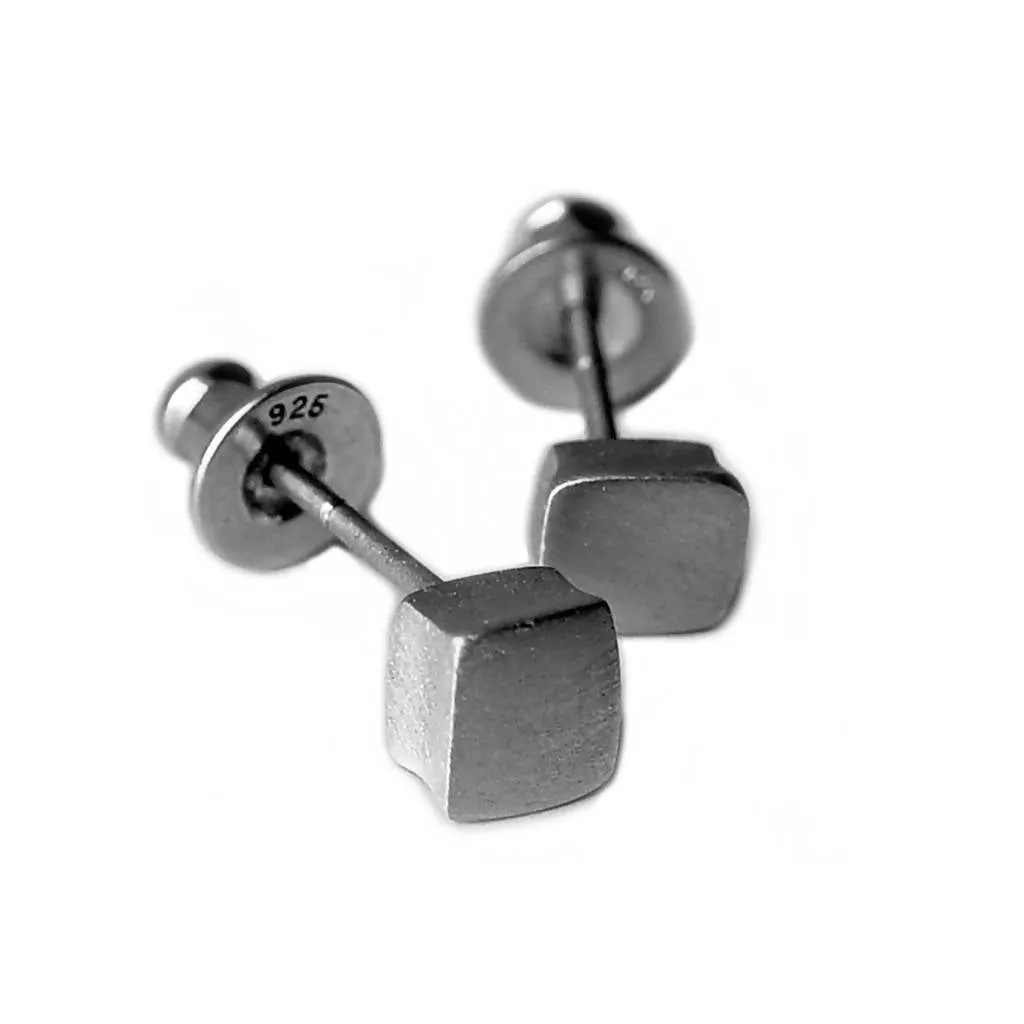 Square silver Stud Earrings