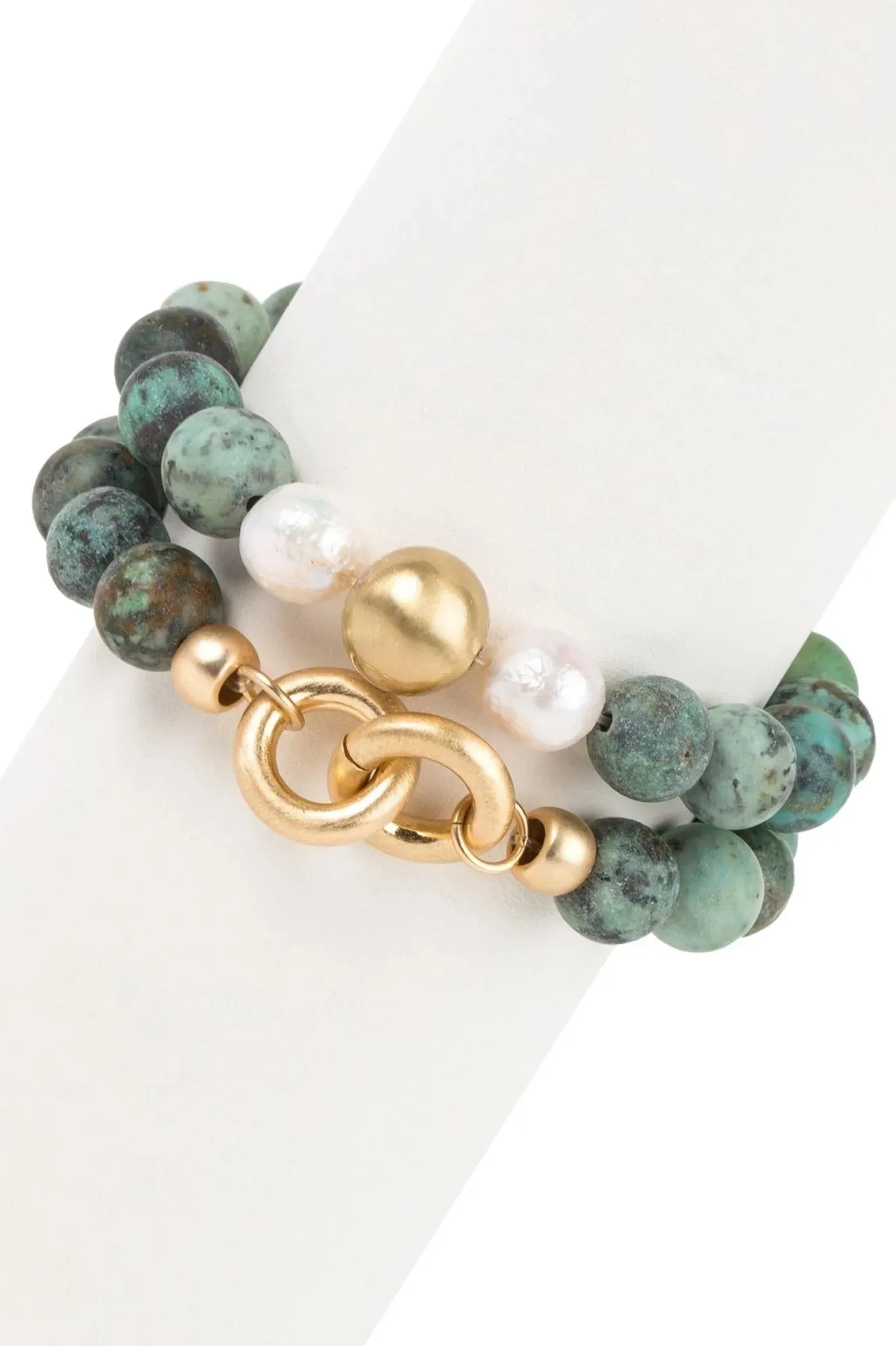 Stone Pearl Stretch Bracelet Set