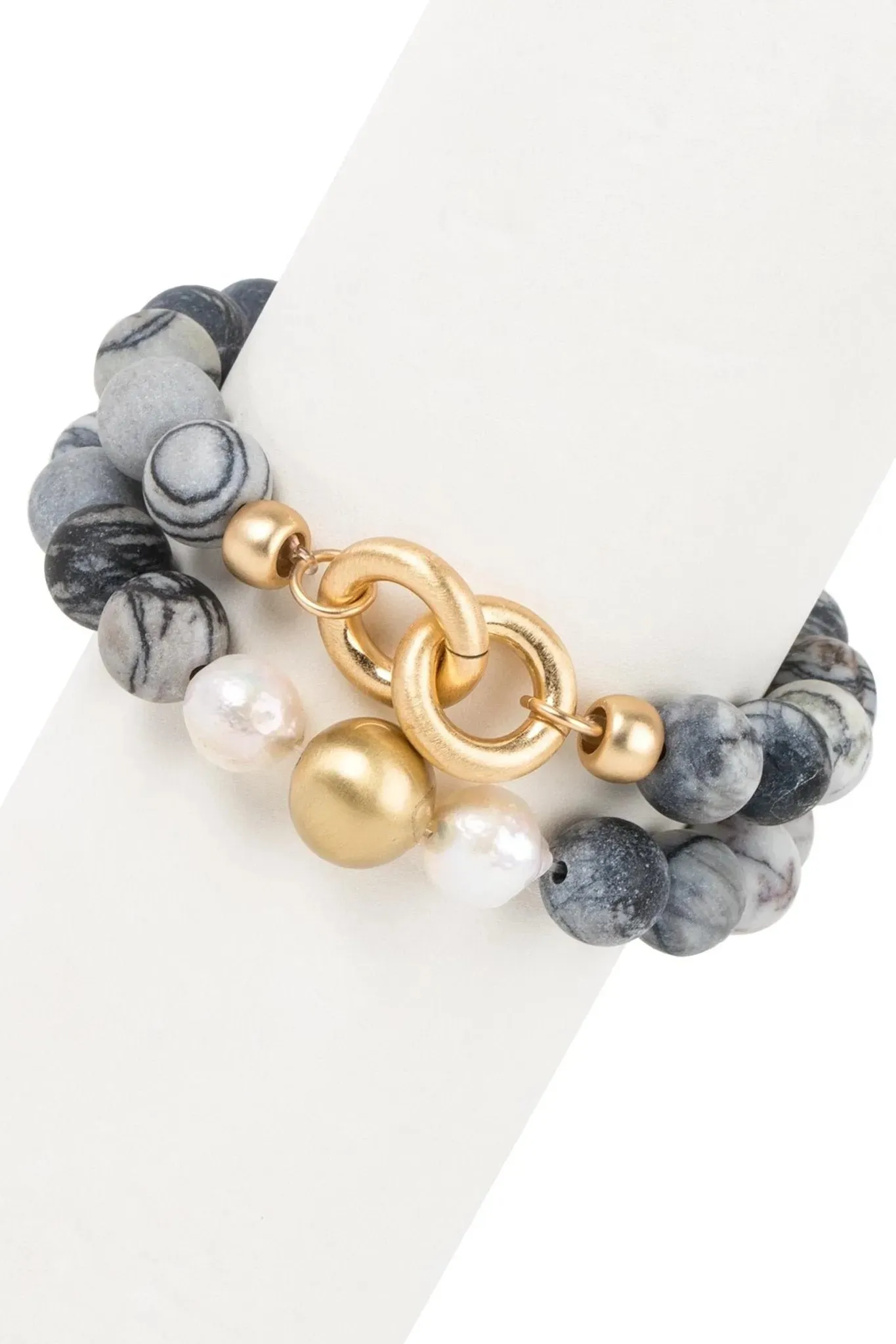 Stone Pearl Stretch Bracelet Set