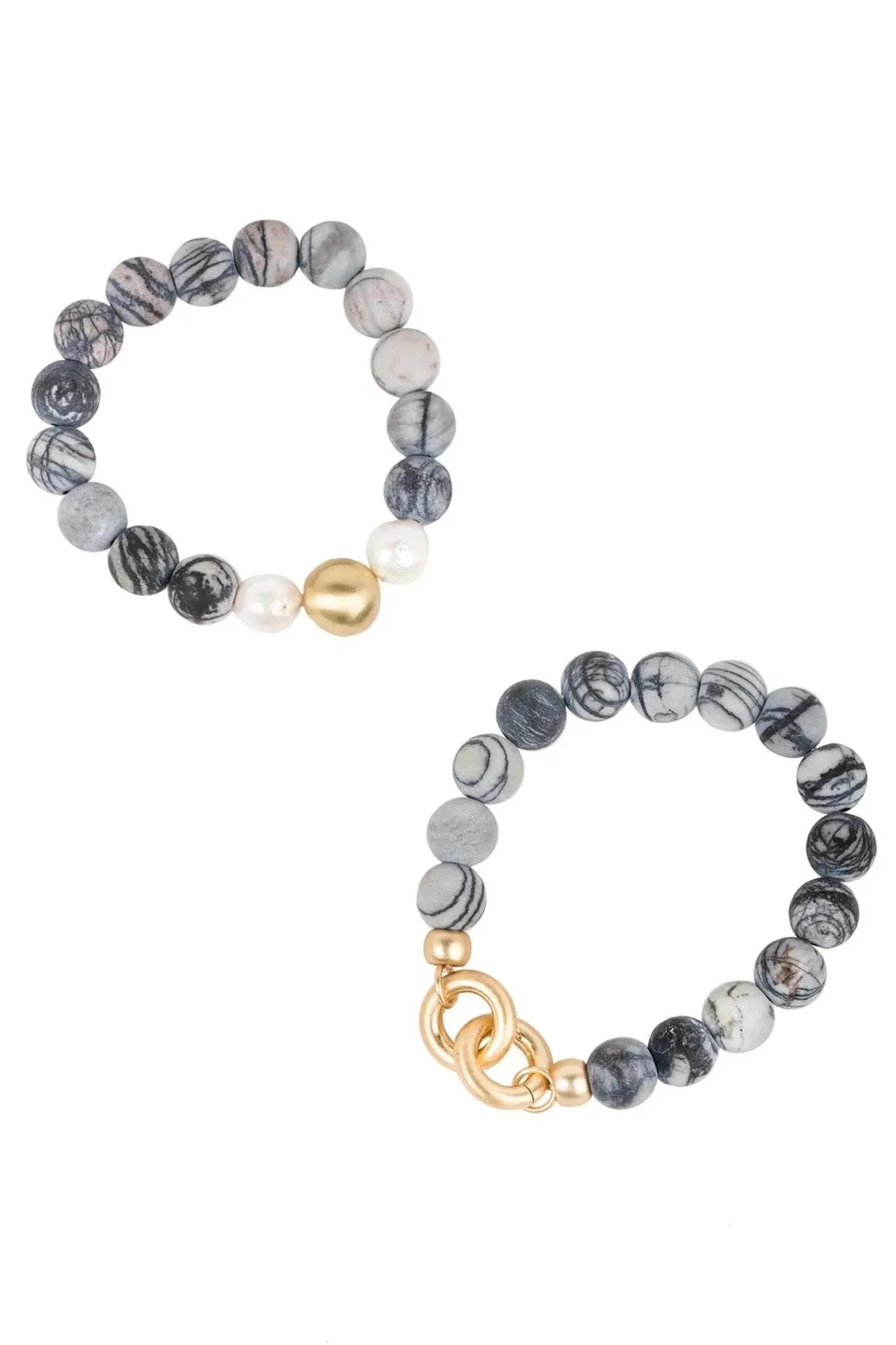 Stone Pearl Stretch Bracelet Set