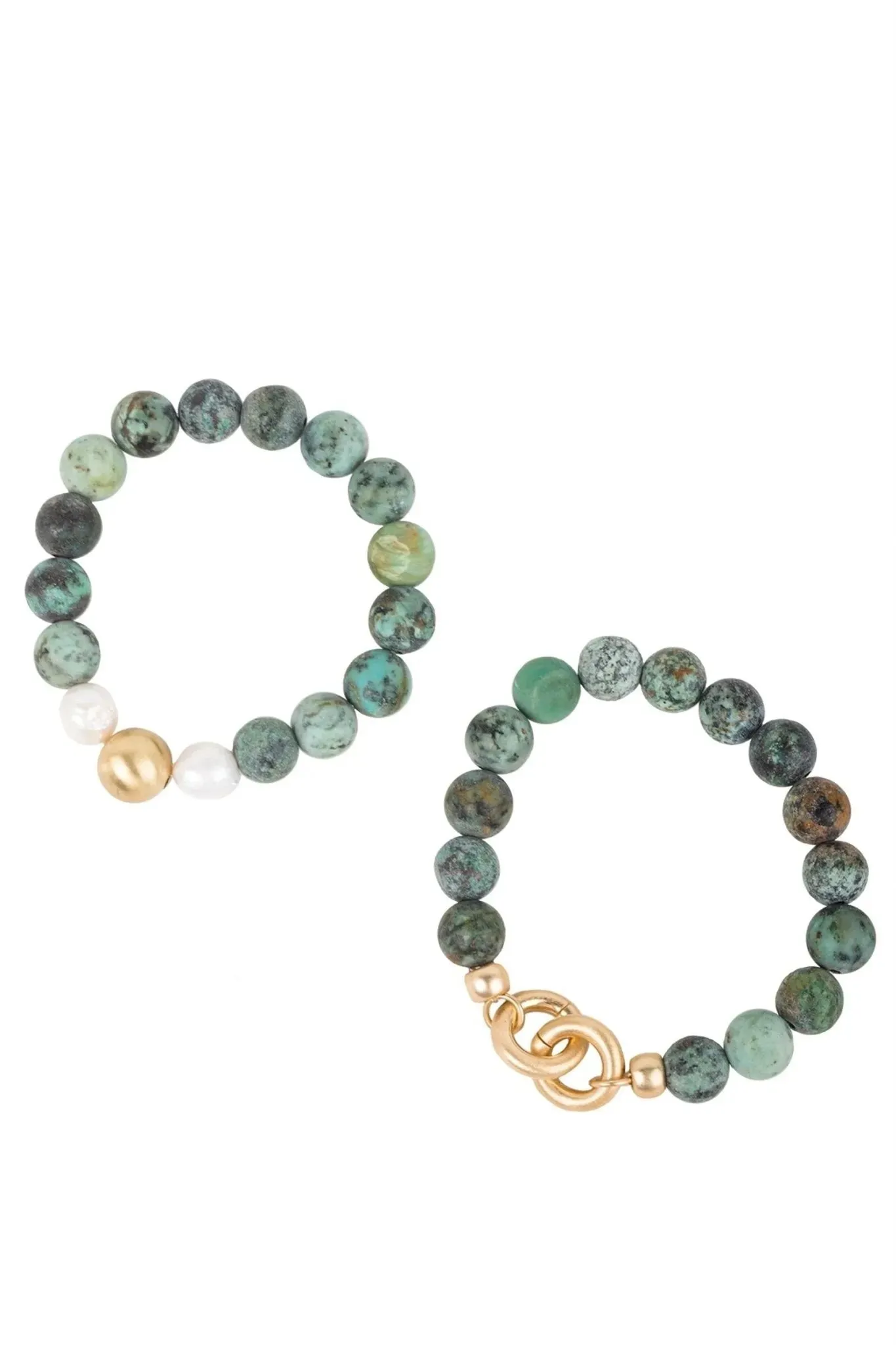 Stone Pearl Stretch Bracelet Set