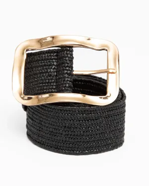 Stretch Belt Gold Buckle Black