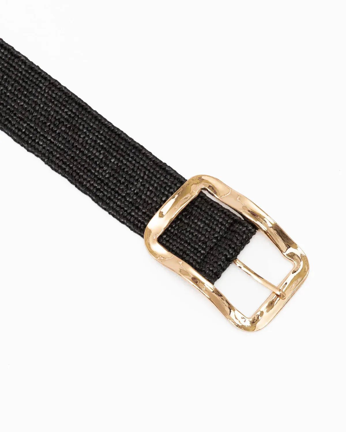 Stretch Belt Gold Buckle Black