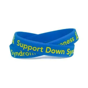 Support Down Syndrome blue and yellow wristband - Adult 8"