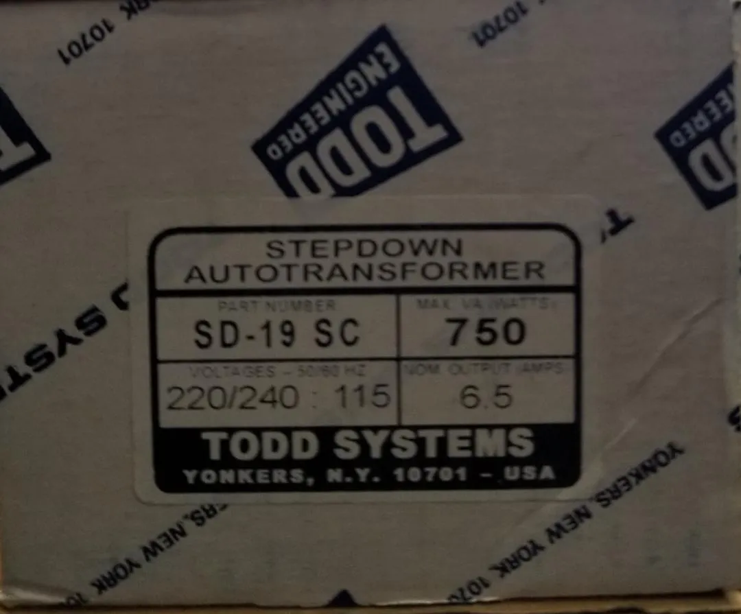 Todd Systems 750 Watt Step Down Transformer SD-19 SC