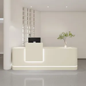 Two Persons Simple  Rectangular Laminate Reception Desk