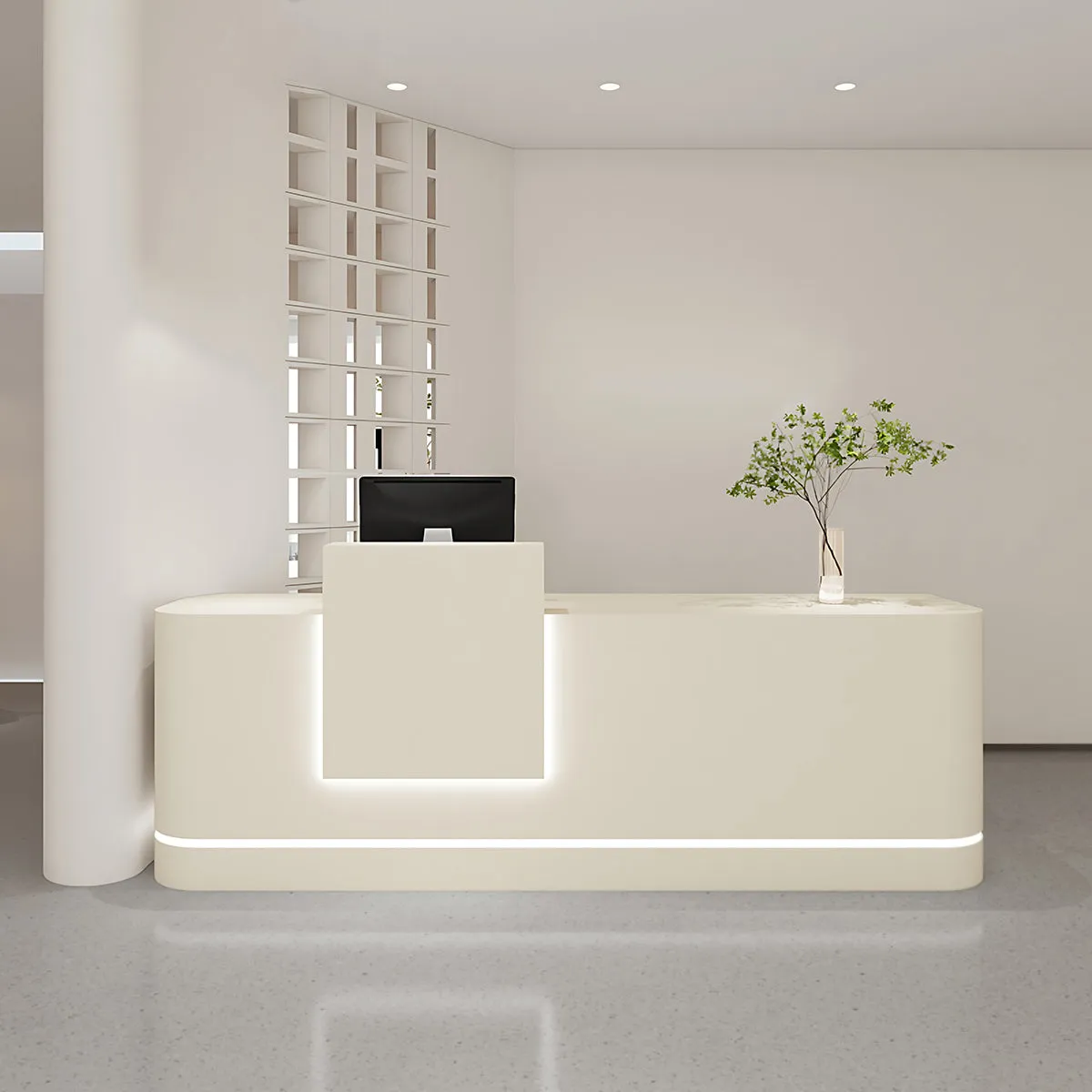 Two Persons Simple  Rectangular Laminate Reception Desk