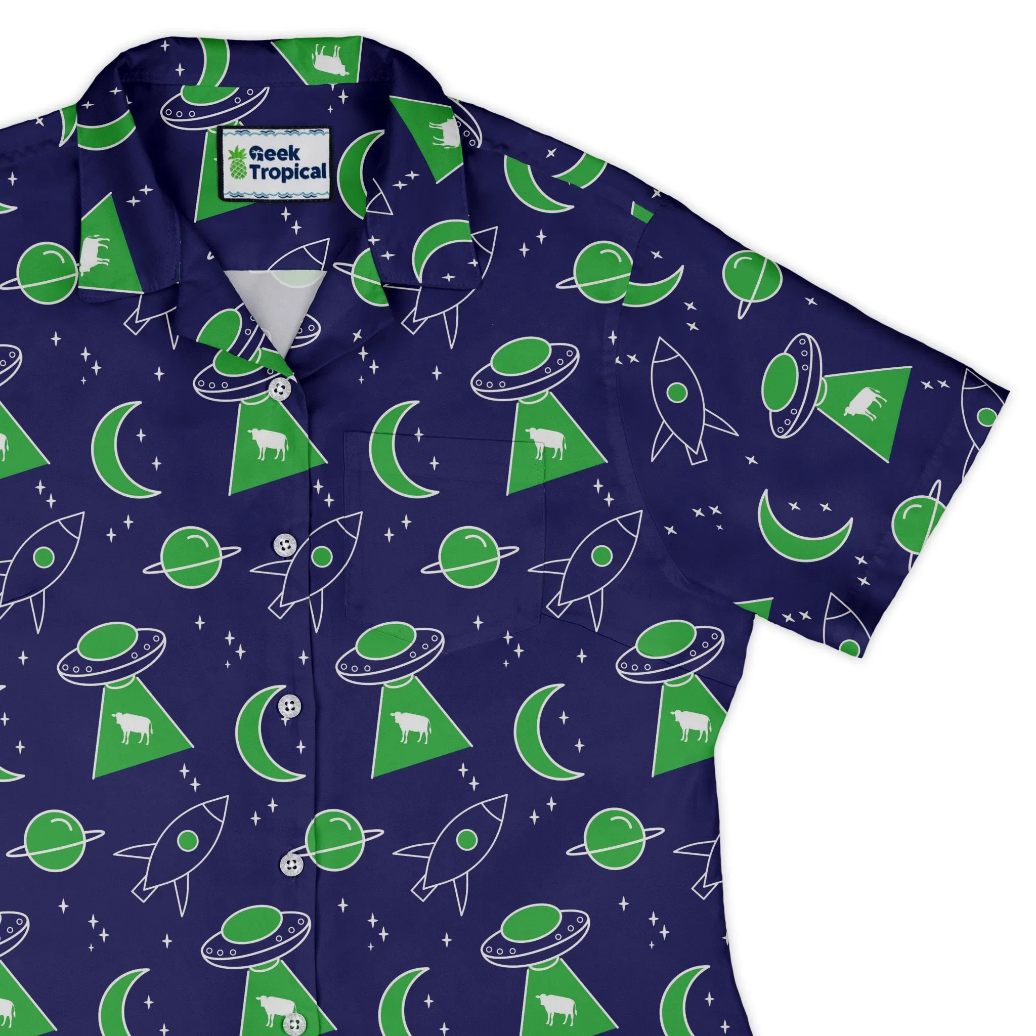 UFO Cow Abduction Curvy Button Up Shirt