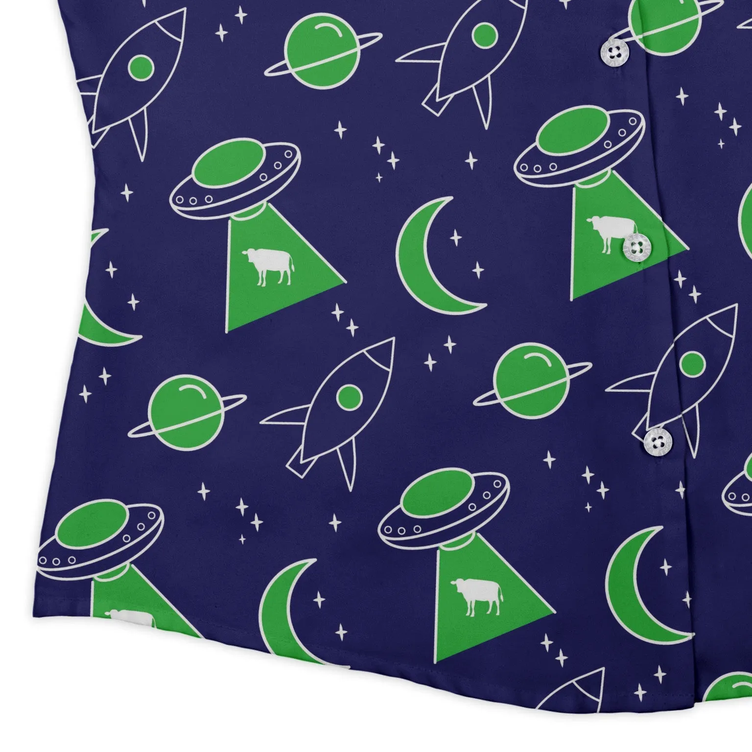 UFO Cow Abduction Curvy Button Up Shirt