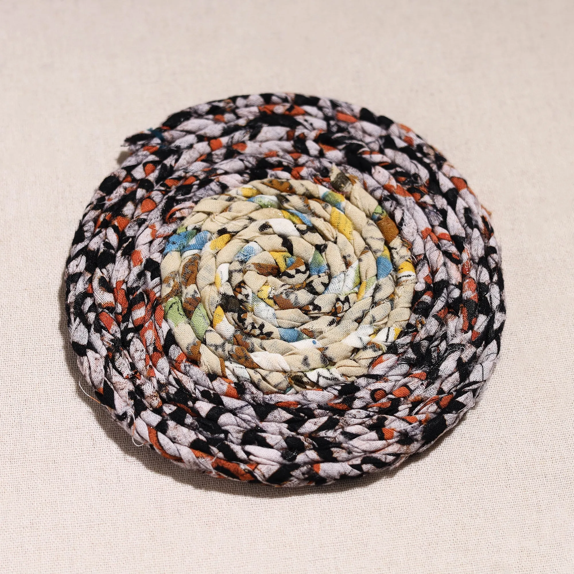 Upcycled Fabric Hand Braided Coaster 32