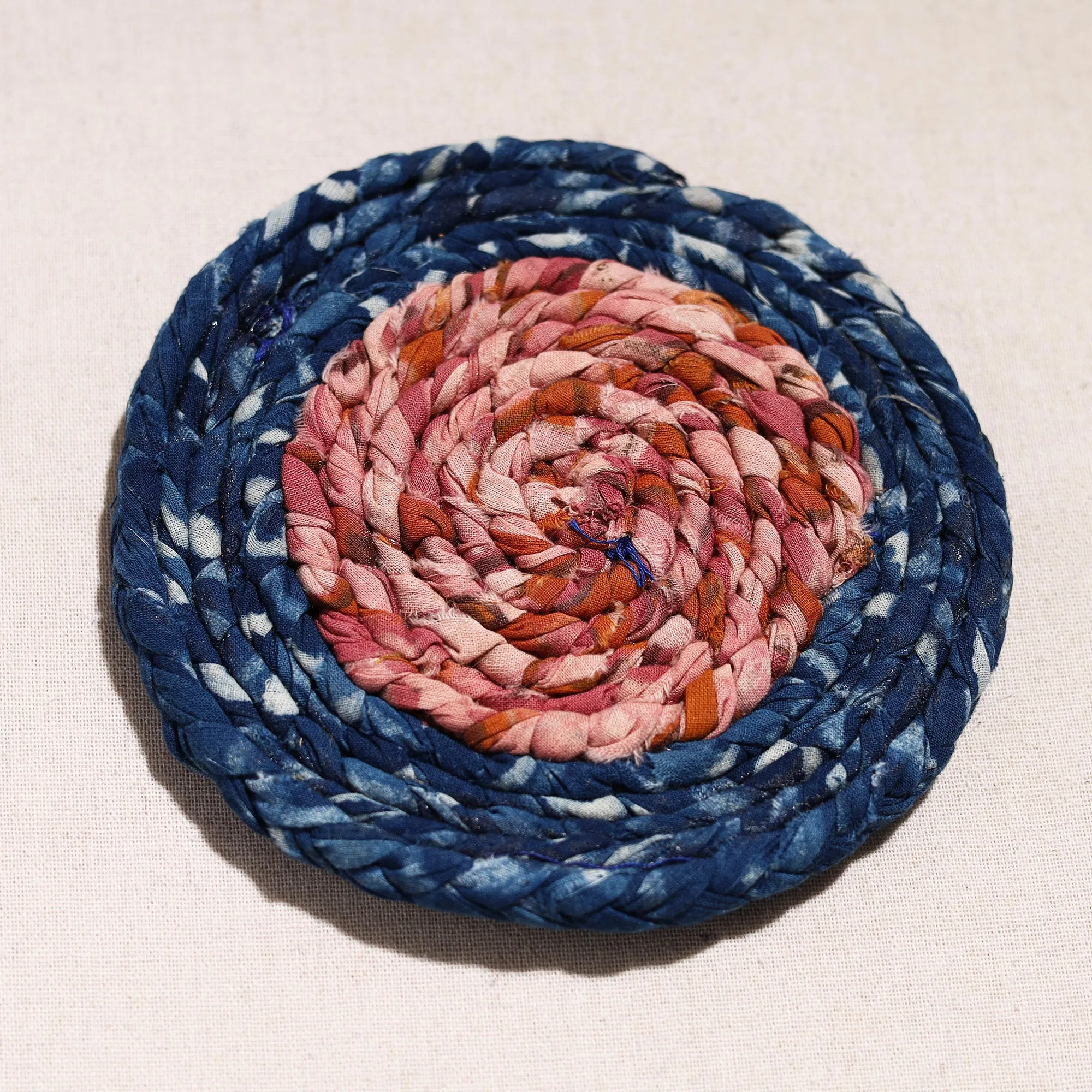 Upcycled Fabric Hand Braided Coaster 59