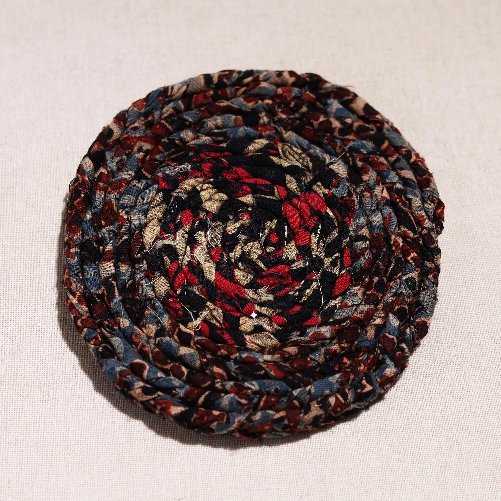 Upcycled Fabric Hand Braided Coaster 63