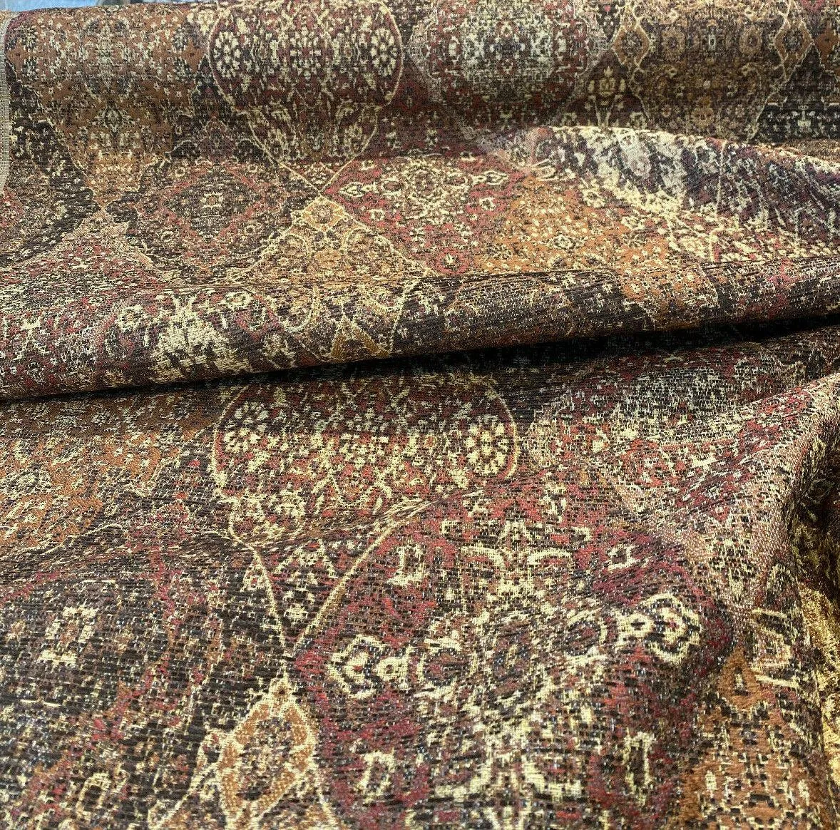 Upholstery Tabriz Vicuna Diamond Medallion Chenille Fabric By The Yard