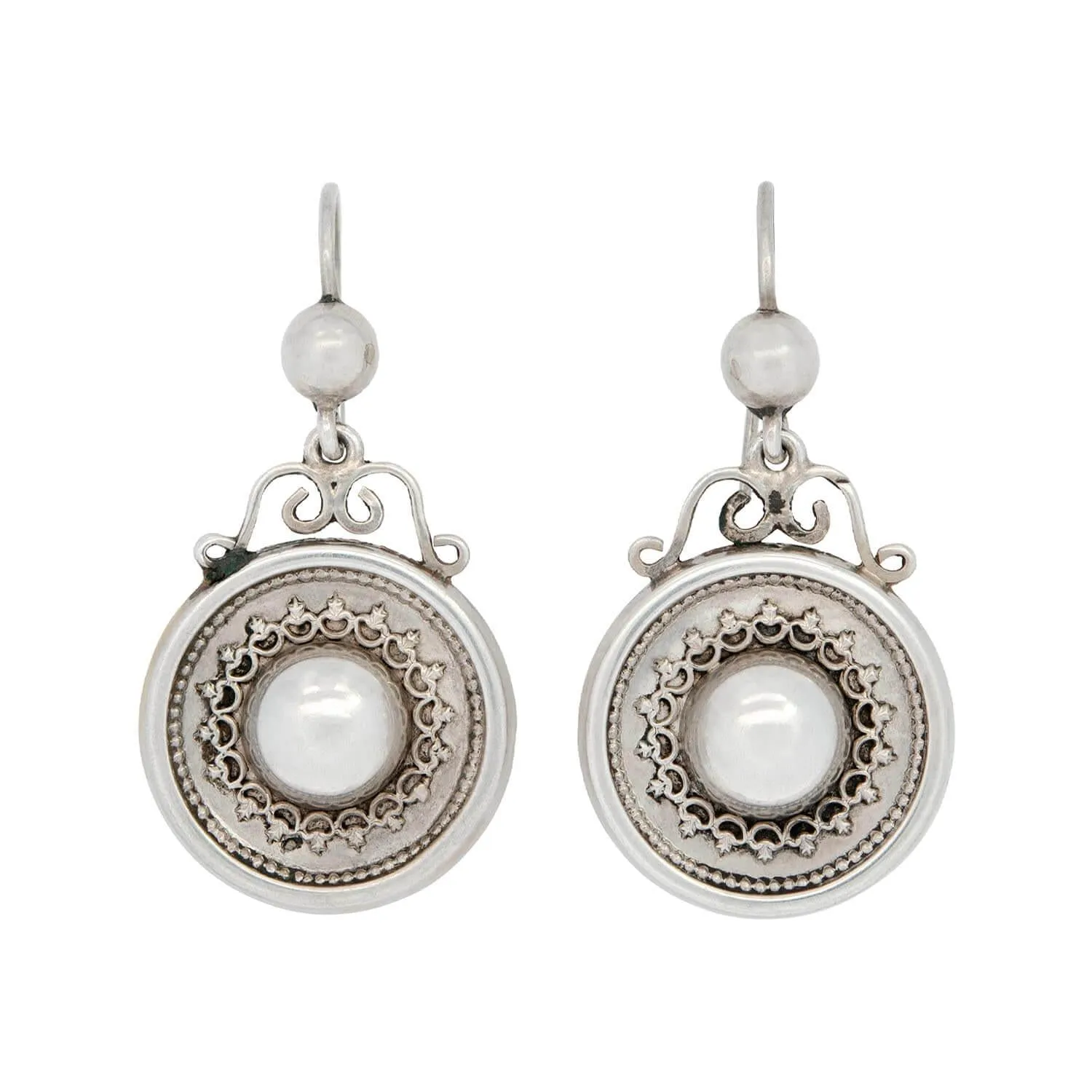 Victorian Sterling Silver Disc Earrings