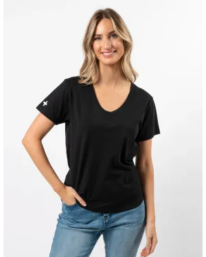 Villa Tee V Neck - Black