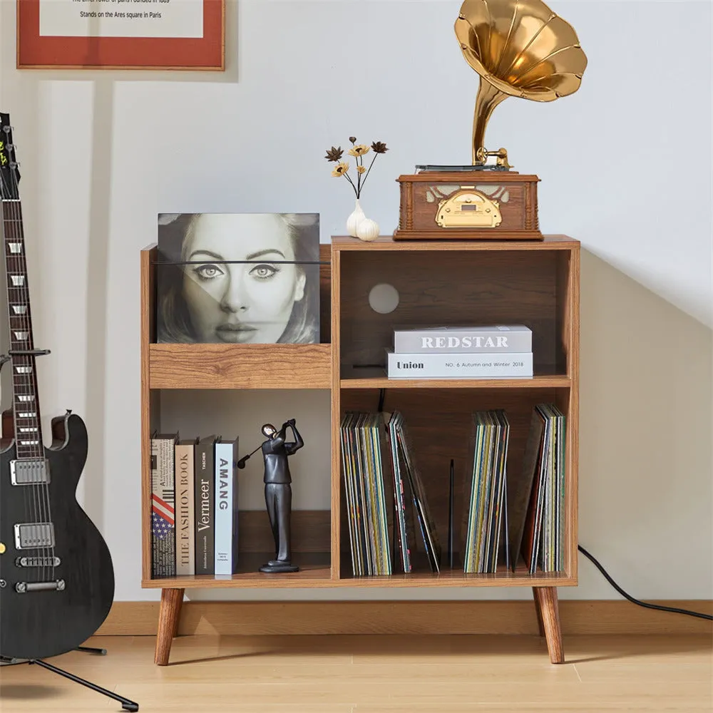 Vinyl Record Player Stand Turntable Stand with Power Outlet