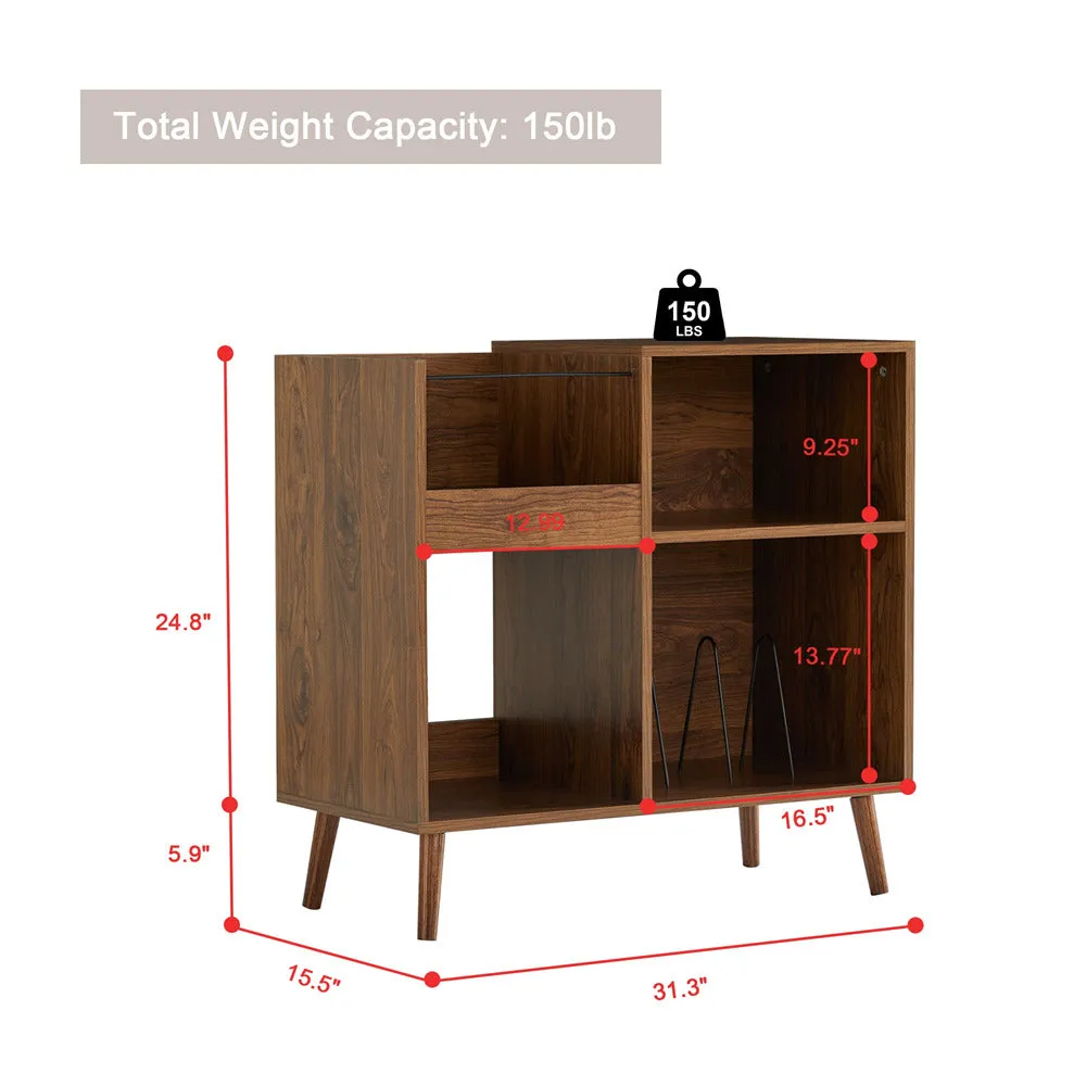 Vinyl Record Player Stand Turntable Stand with Power Outlet