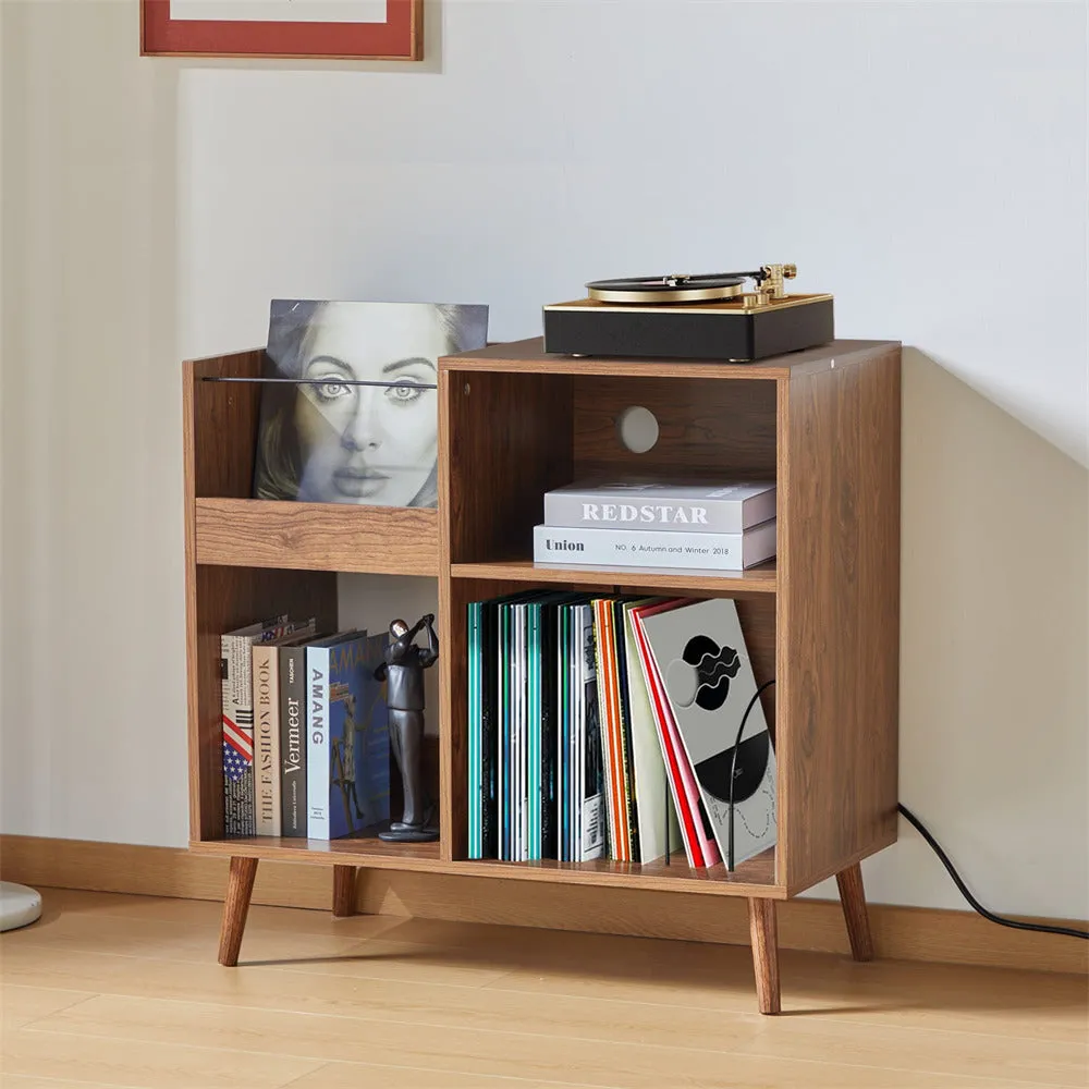 Vinyl Record Player Stand Turntable Stand with Power Outlet