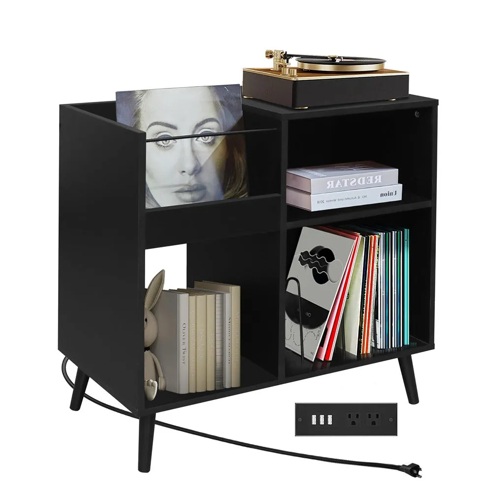 Vinyl Record Player Stand Turntable Stand with Power Outlet