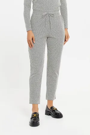 Women Check Beige Trouser