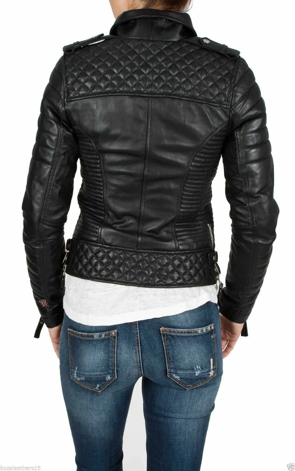 Women's Genuine Lambskin Leather Motorcycle Slim fit Designer Biker Jacket